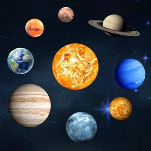 Hot XD-9Pcs/Set 9 Planet Solar System Fluorescent Wall Stick the Universe Planet Galaxy Children Room Bedroom Luminous Wall Stic