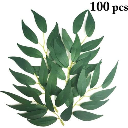 100Pcs Faux Leaves Willow Lifelike Decorative Artificial Leaves For Wedding Photography Props DIY Flower Decor Accessories