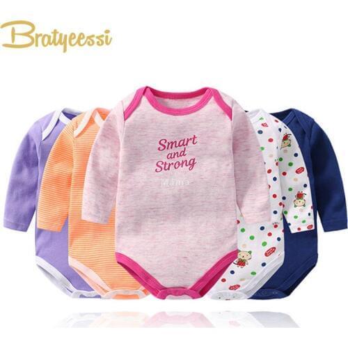 5PCS Newborn Romper Spring Autumn Baby Rompers for Girls Boys Long Sleeve Infant Romper New Born Baby Clothes Random Color