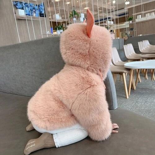 Girls Fur Coat Outerwear Cartoon Girl Coat Toddler Childrens Coats Solid Color Childrens Winter Clothes