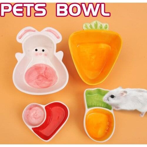 Cute Food Water Feeding Bowls Cartoon Carrot Rabbit Shape Ceramic Bowl for Small Animals Hamster Pet Feeding Supplies