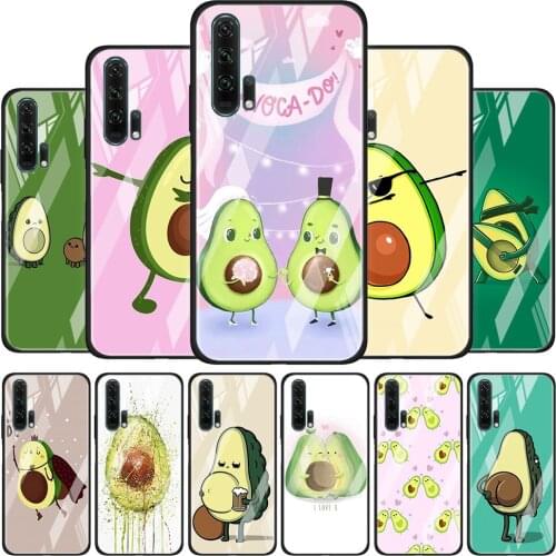 Cute Fruit Avocado Soft Tempered Glass Cover For Honor 30 20 10 9X 8X Lite Pro Plus Phone Case Coque Shell