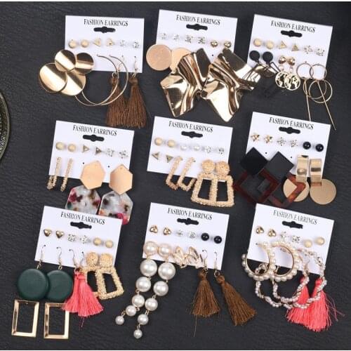 2020 AOUSIX Womens Earrings Set Acrylic Pearl Earrings For Women Bohemian Leopard Tassel Stud Earrings Brincos Fashion Jewelry