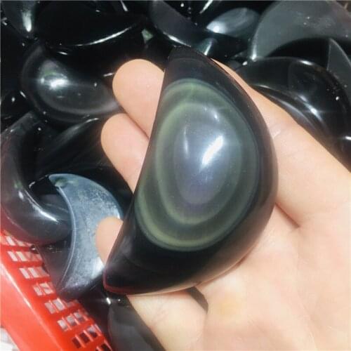 Natural Gold obsidian carvings moon face Ornament