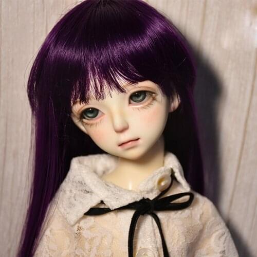 New Style Long Dark Purple Straight Wig 1/3 1/4 1/6 1/8 High Temperature Wire For BJD Hair Wig