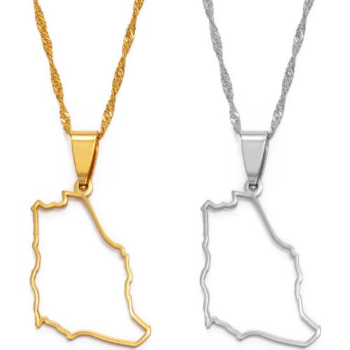 Anniyo Saudi Arabia Contour Map Gold Color Charm Pendant Necklace Kingdom of Saudi Arabia Jewelry Women Girls #119621