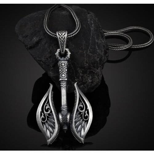 Nordic Vikings Pirate Tomahawk Pendant Necklace Mens Retro Hip Hop Titanium Steel Gift Sweater Chain Pendant Necklace