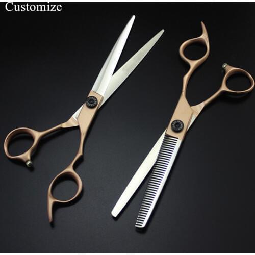 Customize professional japan 440c 7 inch Pet dog grooming hair scissors set Cutting barber Thinning shears hairdressing scissors