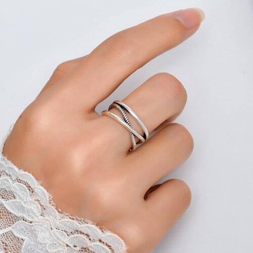 QIMING New Gothic Men Women Geometric Rings Fashion Vintage Jewelry European And American Adjustable Twist Ring