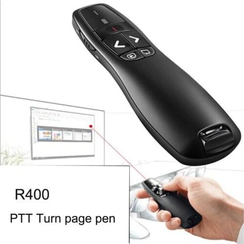 R400 Wireless Red Laser Power Pointer Presenter Powerpoint PPT Turn Page Radio Frequency Remote Control Lazer Pen Instruction