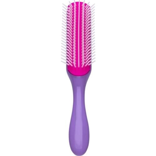 Comb 9 Row D41 Women Styling Large Hair Brush for Detangling Volumizing-Anti-Static Rubber Pad - Nylon Bristle(Purple)