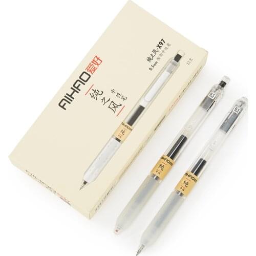AIHAO X97 Transparent Retractable Gel Ink Pens 0.5mm Fine Point Original Box