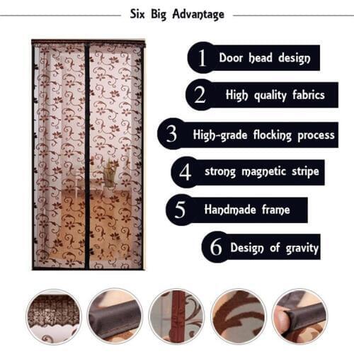 1 PC Color Curtain Anti Mosquito Magnetic Tulle Shower Curtain Automatic Closing Door Screen Summer Style Mesh Net