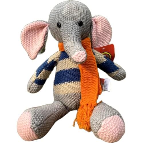 35cm Woolen Scarf Grey Color Elephant Doll Knitting Animals Staffed Toy Girls Baby Kids Birthday Gift