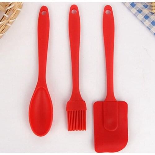 3 Pcs Silicone Spatula Silicone Spoon Baking Brush Cooking Kitchenware Set
