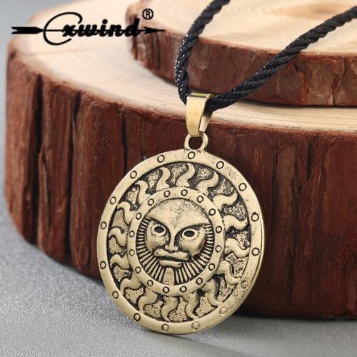 Cxwind Retro Slavic Amulet Pendant Sun Talisman Necklace for Men Women Necklaces Pendants Symbol of the God Yarila Pagan Jewelry