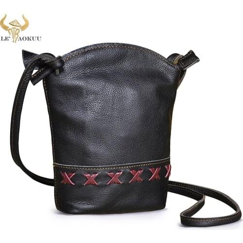 Soft Genuine LEATHER Famous Brand Luxury Ladies Small 8" handbag Shoulder bag Women Designer female Vintage Cross-body bag 109