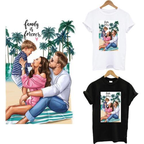 Happy Family Thermal Applique Sticker On Clothes DIY A-level Washable Iron On Patches for Clothing Family Clothes Decoration