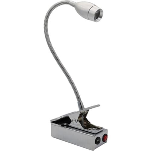 1W/3W recharging spot lamp ,rotatable desk glass clamp flexible tube cabinet battery lamp ,wireless showcase counter clip lamp