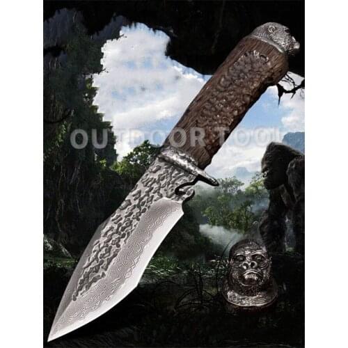 High Quality Straight Knife VG10 Damascus Fixed Blade Ebony Handle Camping Hunting Survival Knife Outdoor Multi Tools