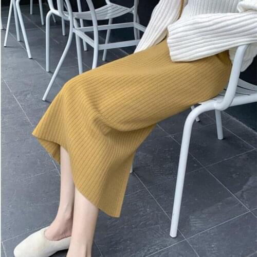 Womens Vintage Clothes Long Skirts Black Harajuku High Waist Streetwear 2021 fall winter Fashion Elastic Preppy Style Midi Skirt