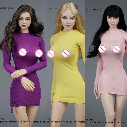1/6 Female Slim Dress Side High Slit Girls Tight Skirt Clothes Model For 12'' Action Figure Dolls In Stock
