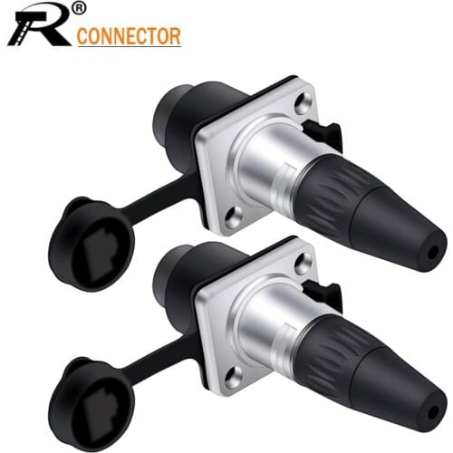 10sets/lot New Hot Sale RJ45 Waterproof ConnectorFemale Sockets+RJ45 Male Plug Connectors, Ethernet connector,IP65 panel mount