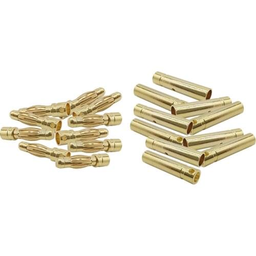 10Pair 2mm 3mm 3.5mm 4mm Male Female Banana Plug Bullet Connector Gold Plated Copper for RC Battery Parts