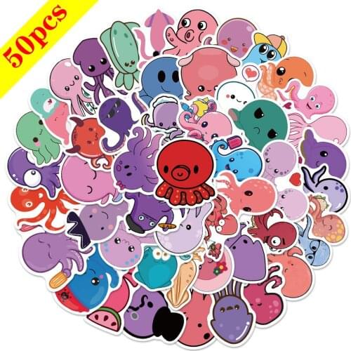 100 PCS Octopus Anime Stickers Pack kawaii Cool Cartoon Animal Funny Sticker for Kids Toys DIY Scrapbook Decoration Decals Gifts