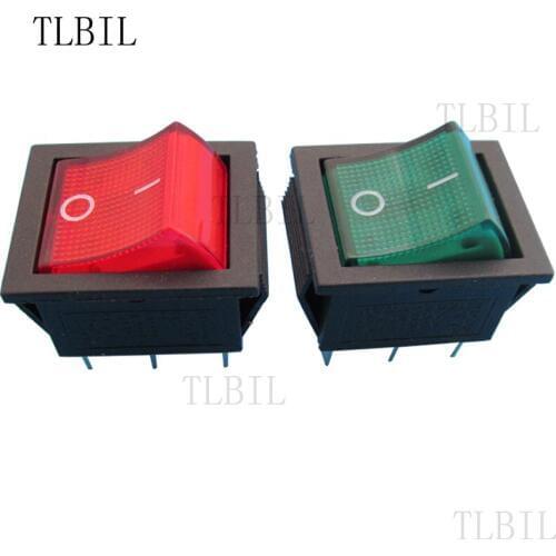 2Pcs DPDT Red Green Indicator Light On-On Latching 6 Pins 2 Circuits Rocker Switch