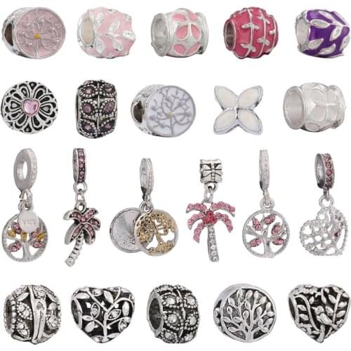 2Pcs/Lot 45 Styles Vibrant Tree of Life Charm Beads Fit Silver Plated Charm Bracelet For Women Close To Nature Jewelry Gift
