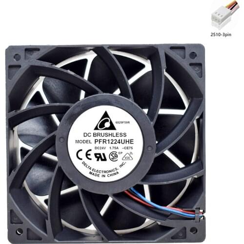 For Delta PFR1224UHE CE75 12CM DC 24V 1.75A 120x120x38mm 3-Wire Server Cooler Fan
