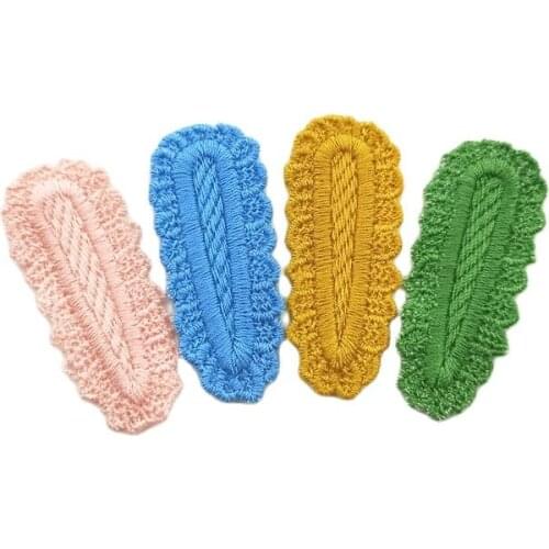 30Pcs/lot 5.2*2.2cm Crochet Knitting Hair Clip Cover Appliques DIY Handmade Children Hair Accessories