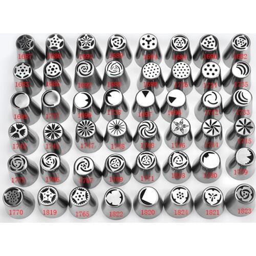 48pcs Stainless Steel Bakeware Cake Cookies Cream Puffs Crowded Flower Pastry Tips Suit, Russian Tips Icing Piping Nozzles