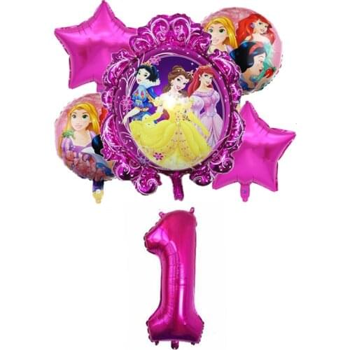 6pcs Disney Princess Snow White Cinderella Theme Helium Balloons Birthday party decorations Baby Shower kids toys globos