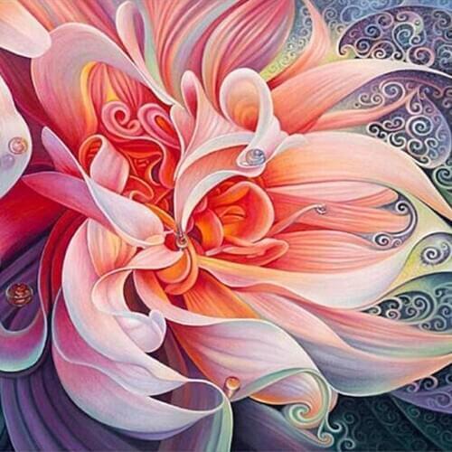 DIY 5D Diamond Painting by Number Kits, Rhinestone Embroidery Pictures Arts Craft for Home Wall Decor Gift Pink Blooming Flowers