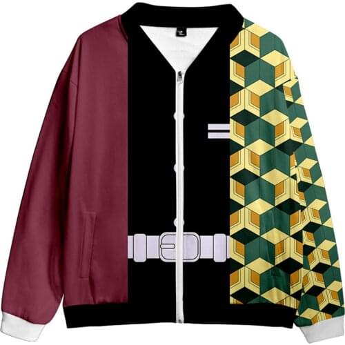 Anime Demon Slayer Kimetsu no Yaiba Tomioka Giyuu 3D Printed Cosplay Zip Up Coat Jacket