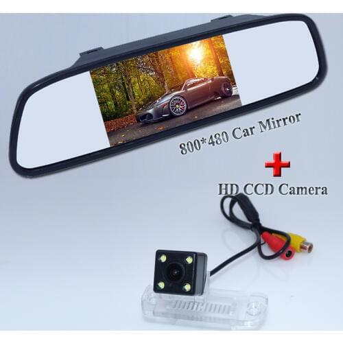 Car Backup Camera 4 led +4.3"car parking mirror monitor use forBenz R Class R350 R500 ML350 W203 W211 W209 B200 A160 W219