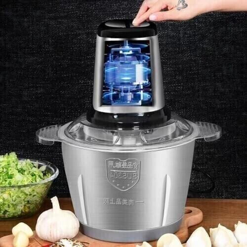 Household Meat Grinder Chopper Electric Automatic Mincing Machine Stainless Steel Vegetable Fruit Meat Cutter Blender