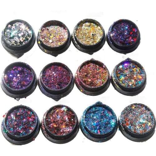 12 Colors/Set Mixed Laser Colors(1+2+3mm Square Glitter ) Paillette Spangles Shape for DIY Nail Art Decoration&Glitter Crafts