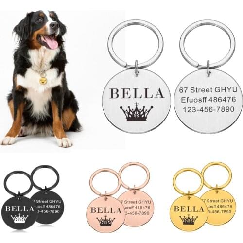 Pet ID Tags Personalized Engraving Pet Cat Name Tags Customized Dog Tag Collar Accessories Nameplate Anti-lost Pendant Metal