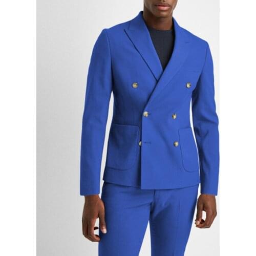 Classic Peak lapel Gentleman Double Breasted Mens Business Suit Slim Fit GroomTuxedos Wedding Dress costume homm (Blazer+Pants)