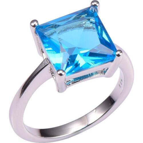 Classic Style Blue Crystal Zircon925 Sterling Silver Wedding Party Fashion Design Romantic Ring Size 5 6 7 8 9 10 11 12 PR43