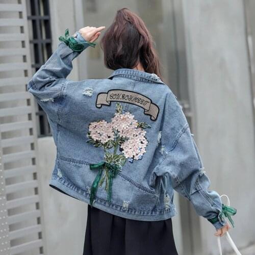 Jacket Women Denim Basic New Long Befree Harajuku Loose Casual Mujer Veste Femme Riverdale Embroidery Streetwear Coat