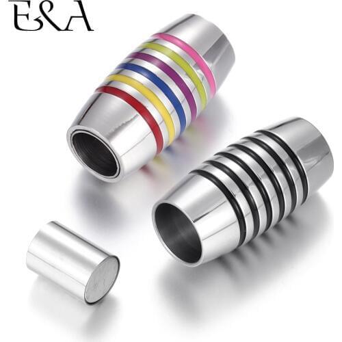 Stainless Steel Magnetic Clasps Striped Hole 6mm Leather Cord Clasp Magnet Buckle Bracelet Closure DIY Jewelry Making Supplies
