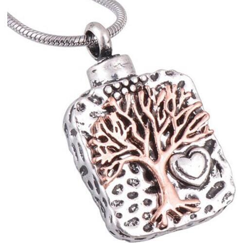 Fashion Tree Of Life Cremation Necklace With Chain Screw Perfume Locket Bone Bottle Urn Ashes Holder Keepsake Jewelry