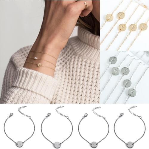 Fashion Unique Simple Bracelet 26 Letters Jewelry Unisex Delicate Solid Charm Thin Bracelet Couples Party Chain