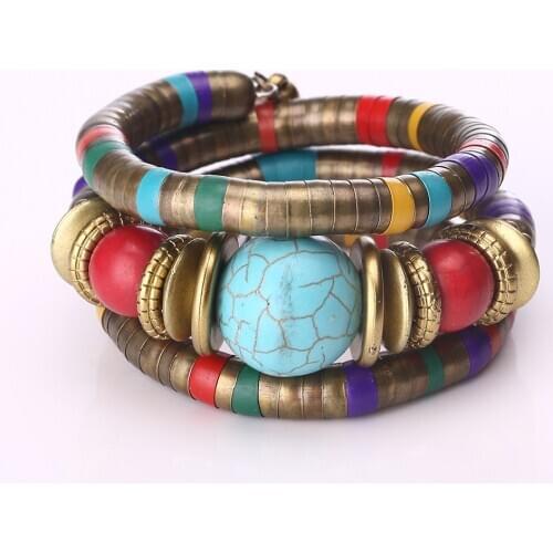 Handmade men and women bohemian multi-layer bracelet snake bone shape bracelet jewelry for girls / womens gifts