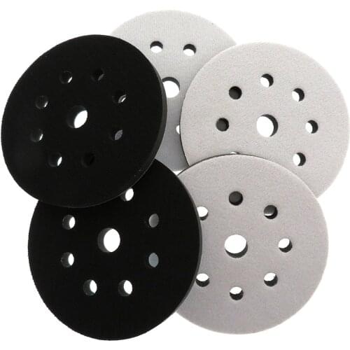 5" 9 Holes 125mm Soft Interface Pad Hook and Loop Soft Foam Disc Pad For Damping & Protecting Sanding Disc (Pack of 5)