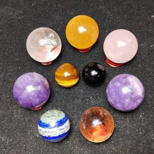 Natural crystal ball Amethyst rose white crystal Obsidian yellow tiger eye home decoration energy feng shui ball